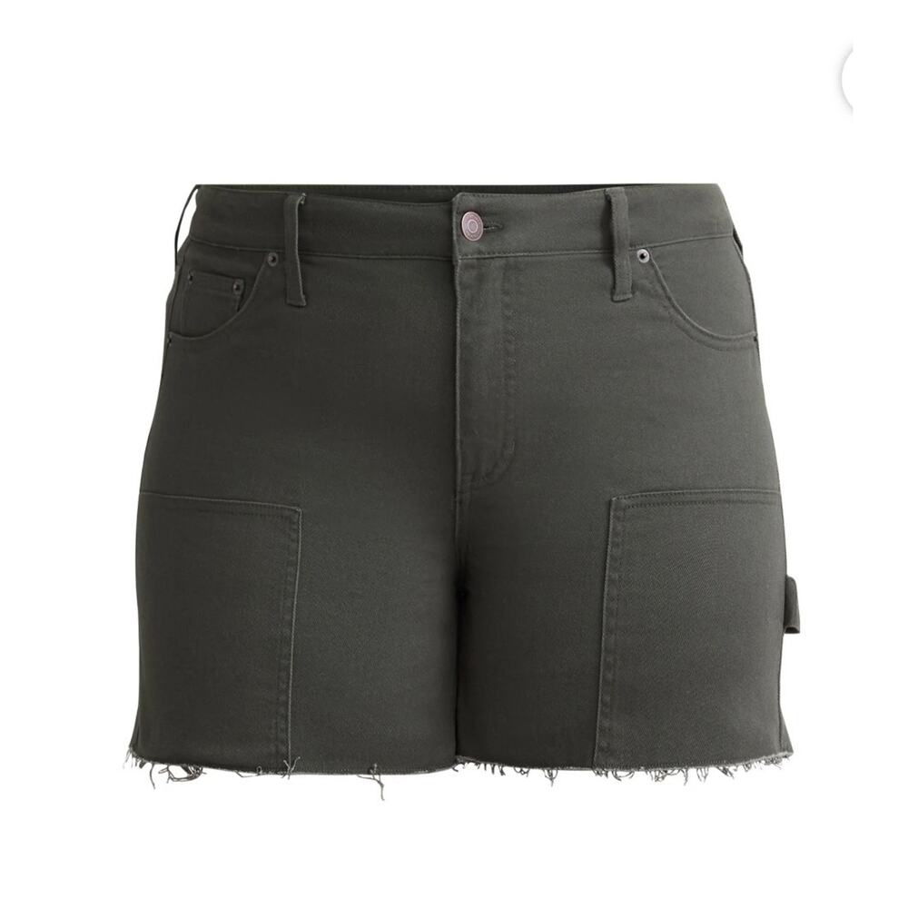 Terra&Sky Womens 26W Plus Demin Shorts 5" Inseam Relax Fit High-Rise Green